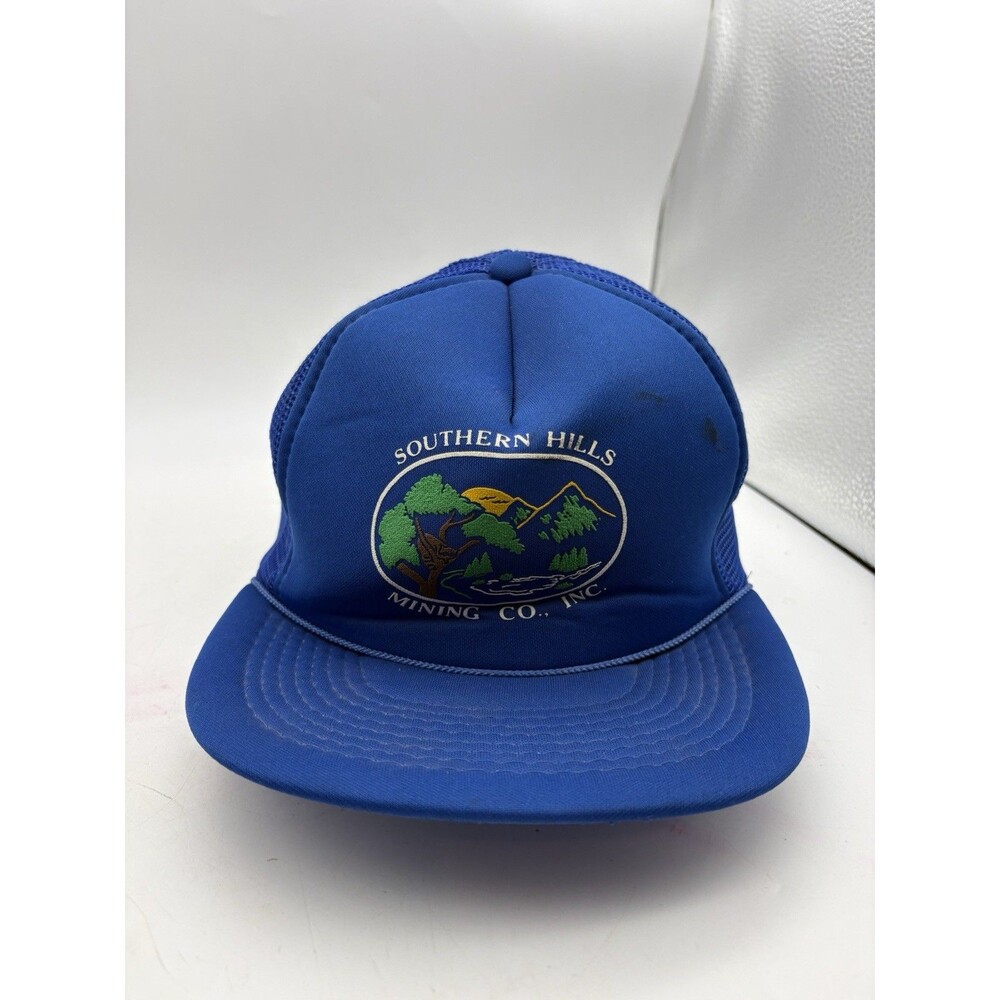 Vintage Southern Hills Mining Co Blue Mesh Trucker Hat Snapback Designer Pr